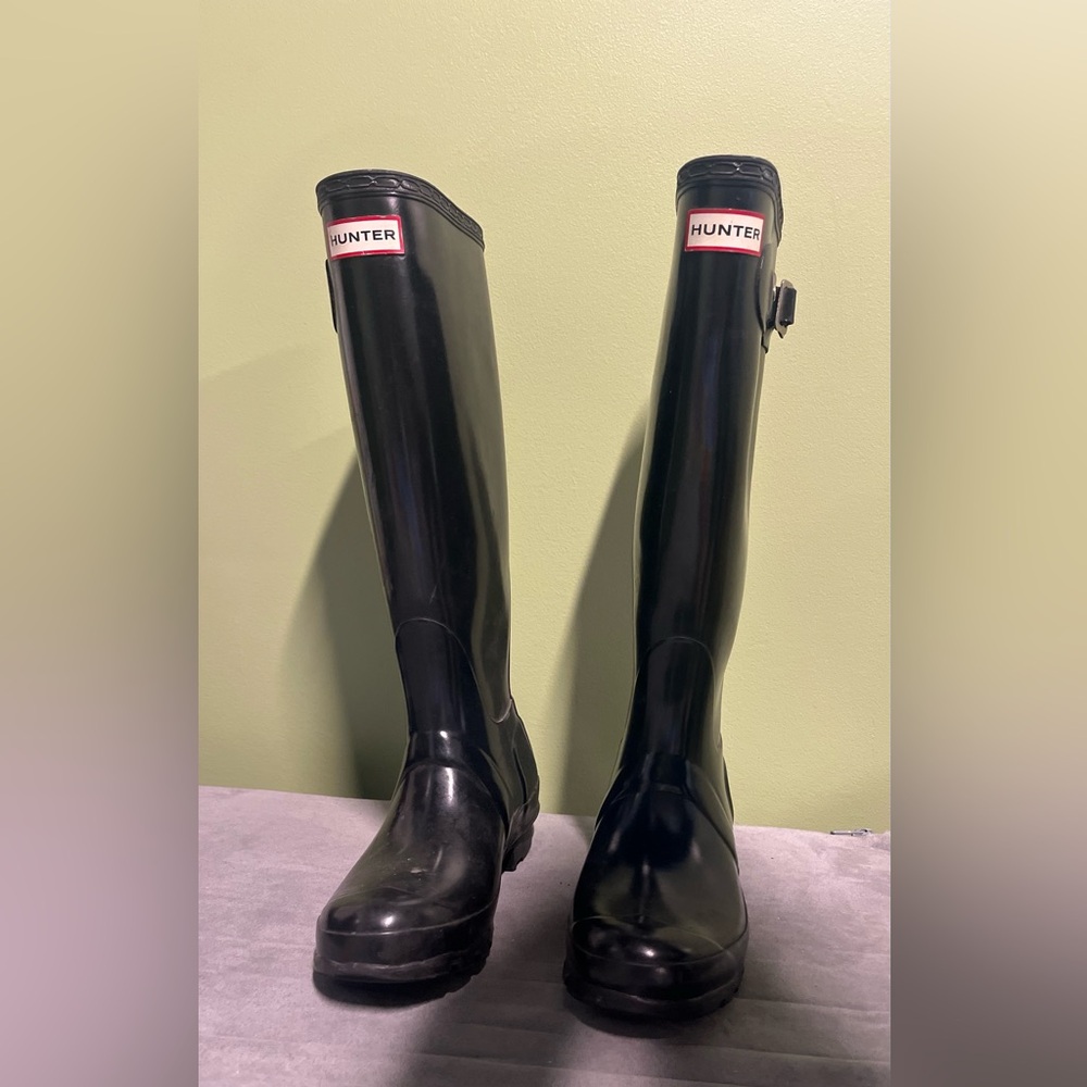 Hunter Original Gloss Tall Black Rain Boots US 5